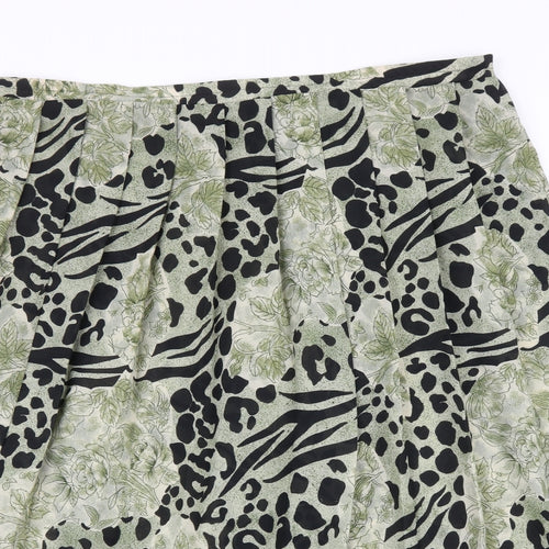 Profiles Womens Green Animal Print  Pleated Skirt Size 16  - Leopard print