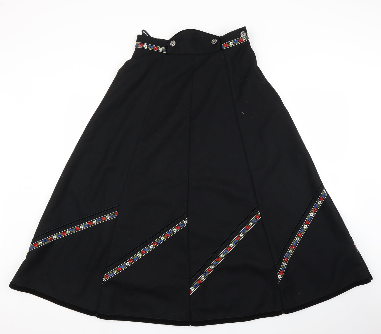 M&S Womens Black Floral  A-Line Skirt Size 10