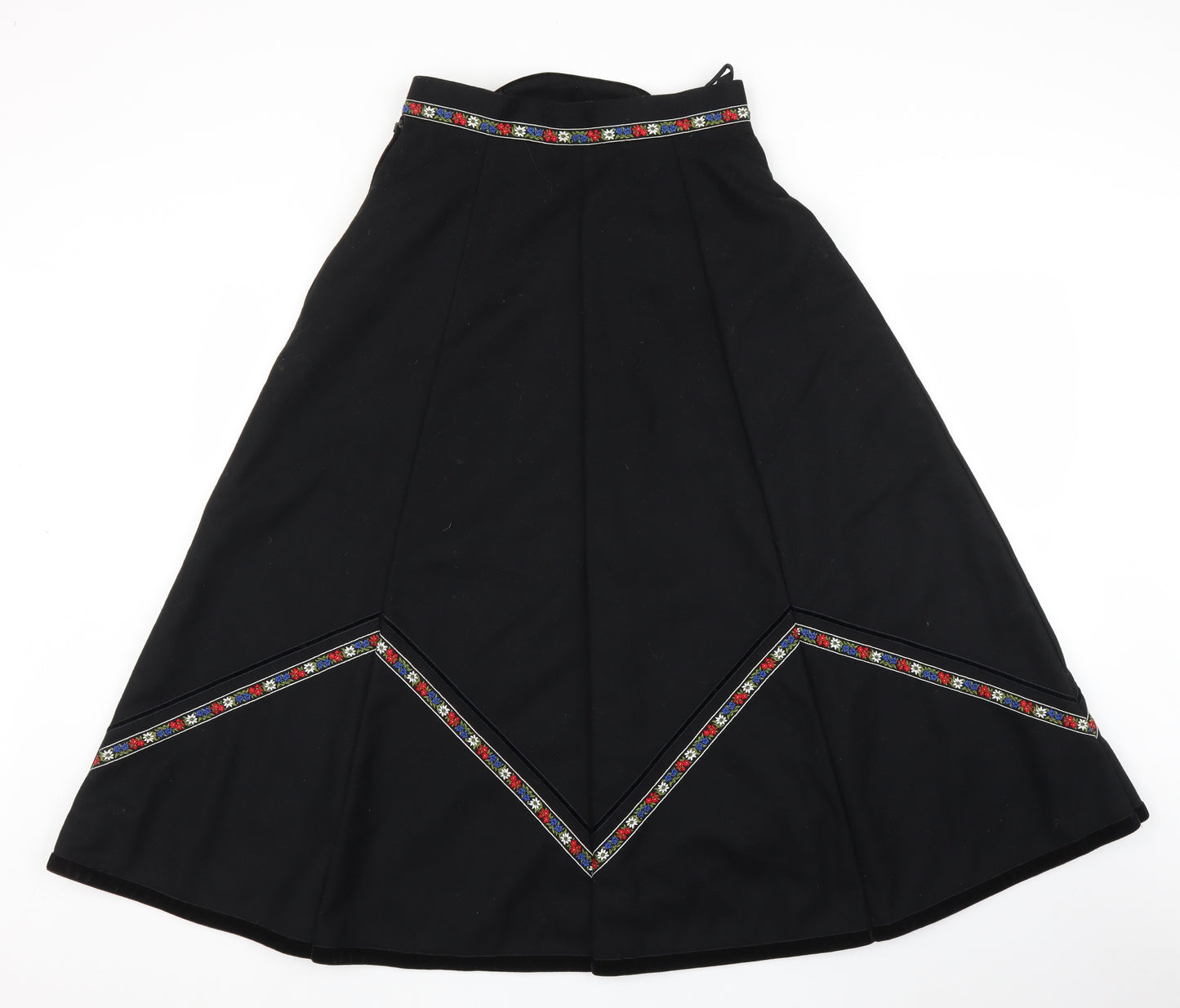 M&S Womens Black Floral  A-Line Skirt Size 10
