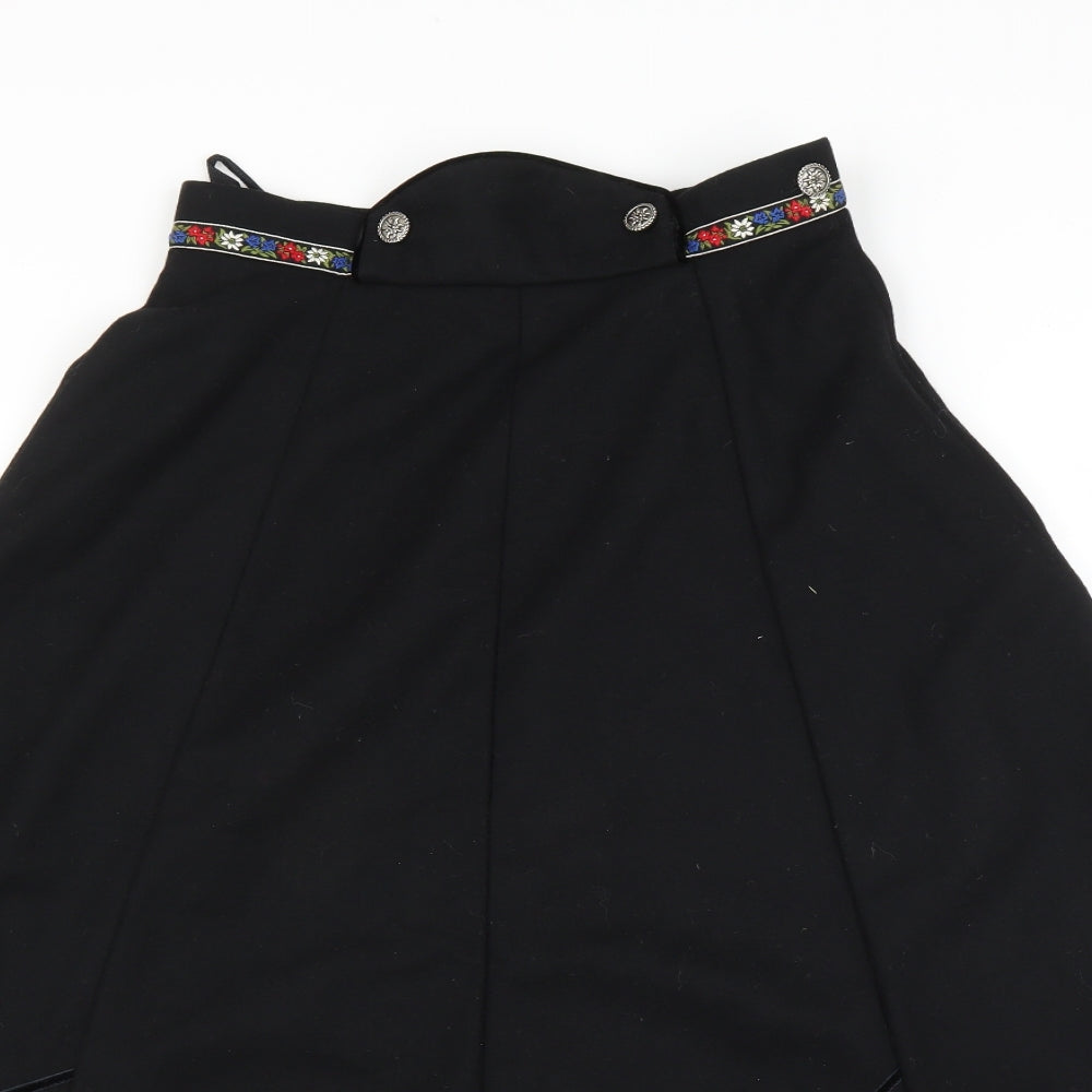 M&S Womens Black Floral  A-Line Skirt Size 10