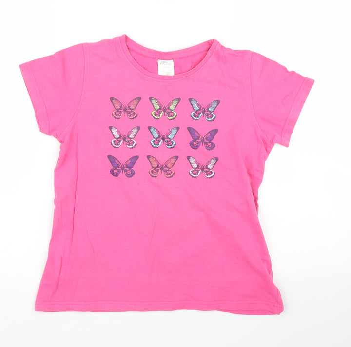 Crane Girls Pink Animal Print Basic T-Shirt Size 11 Years