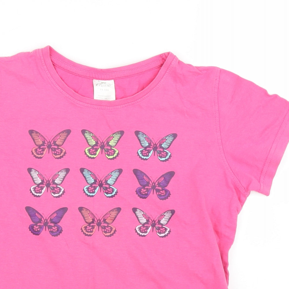Crane Girls Pink Animal Print  Basic T-Shirt Size 11 Years