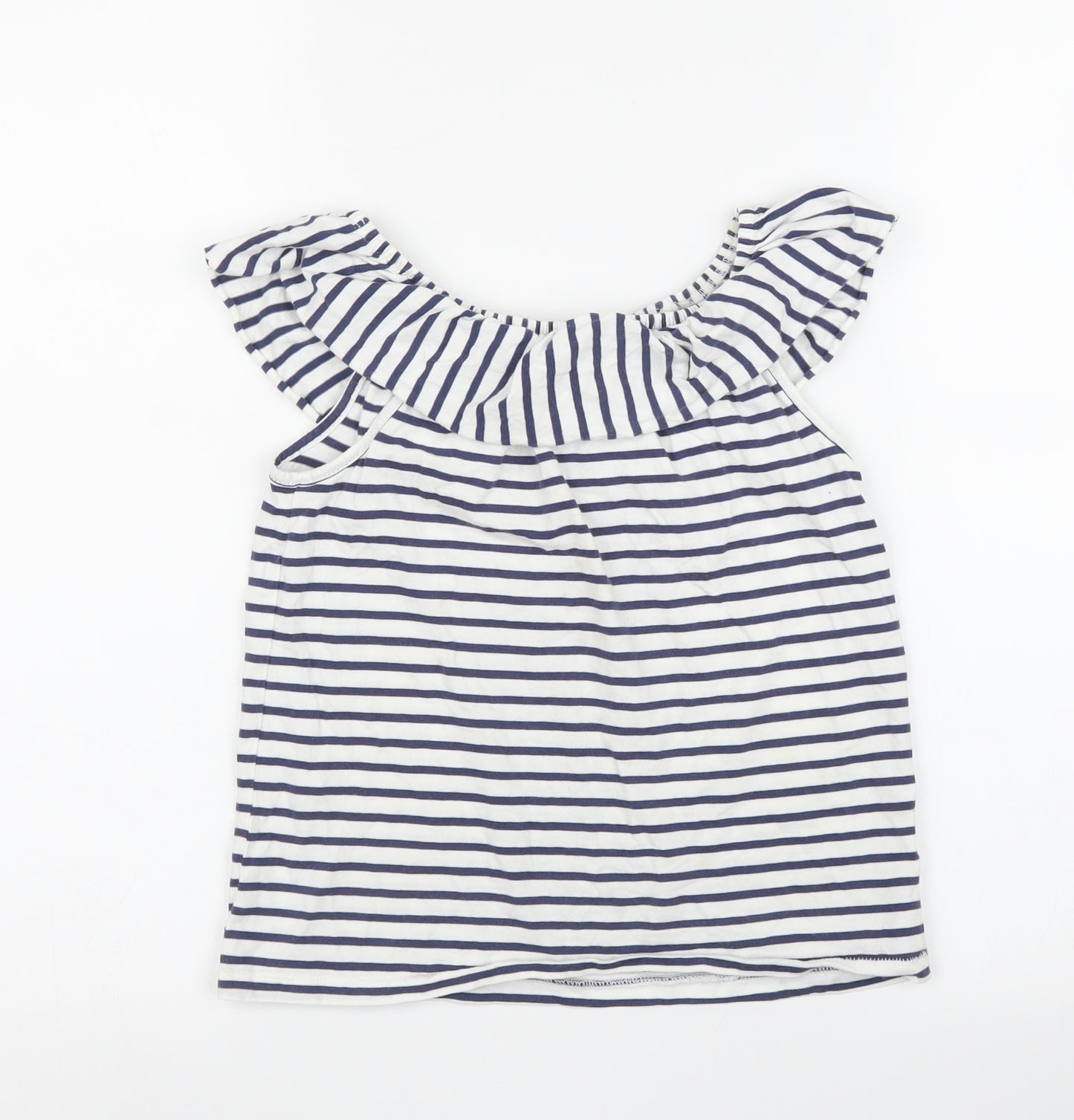 NEXT Girls White Striped  Basic T-Shirt Size 7 Years