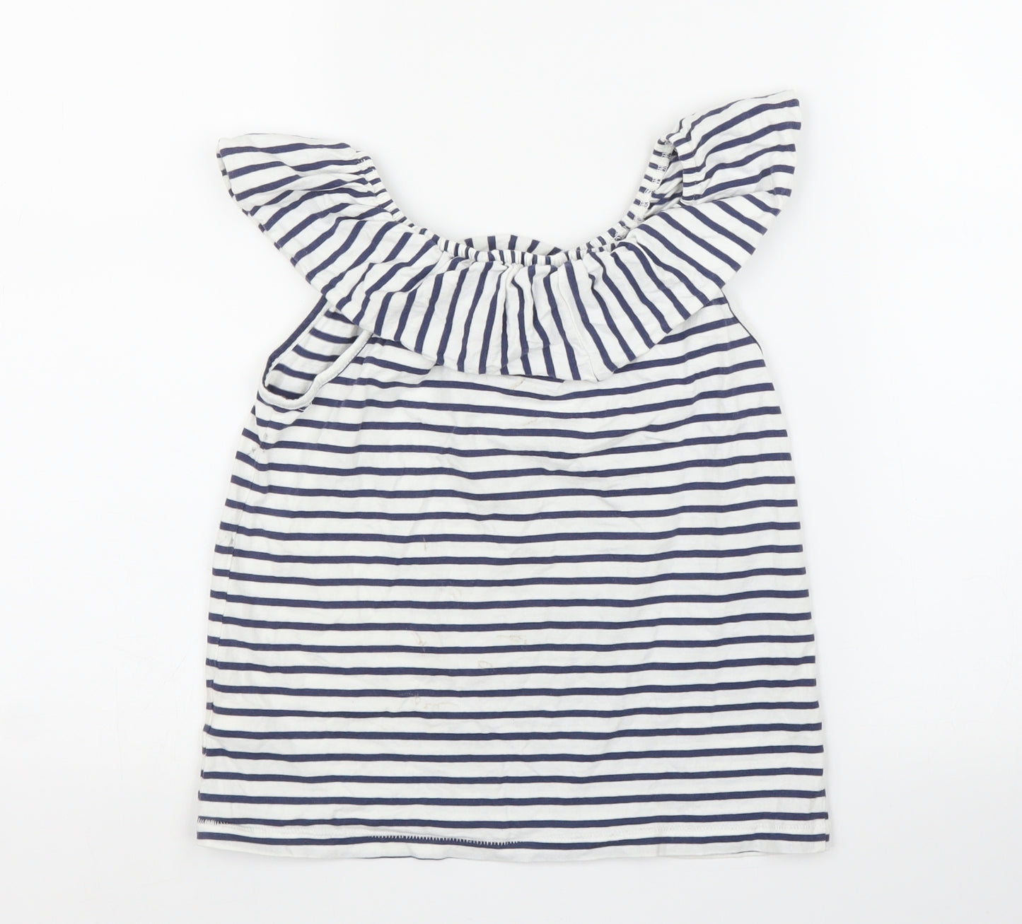 NEXT Girls White Striped  Basic T-Shirt Size 7 Years
