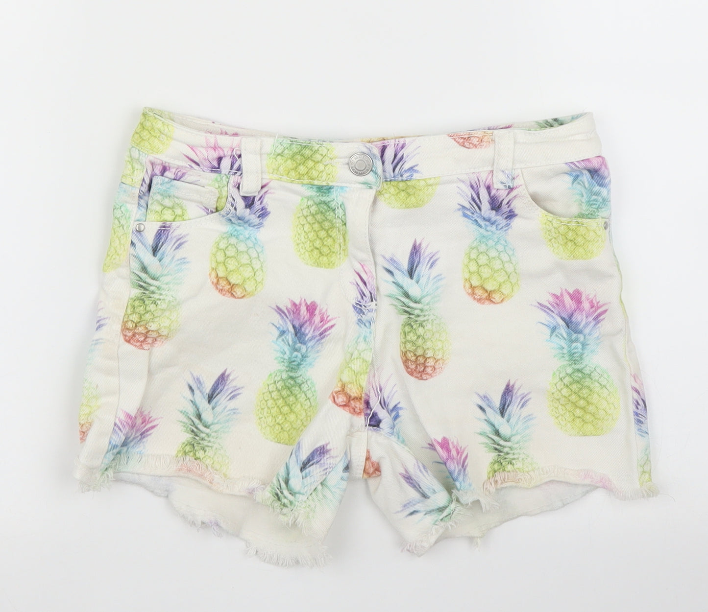NEXT Girls White  Denim Bermuda Shorts Size 9 Years - Tropical