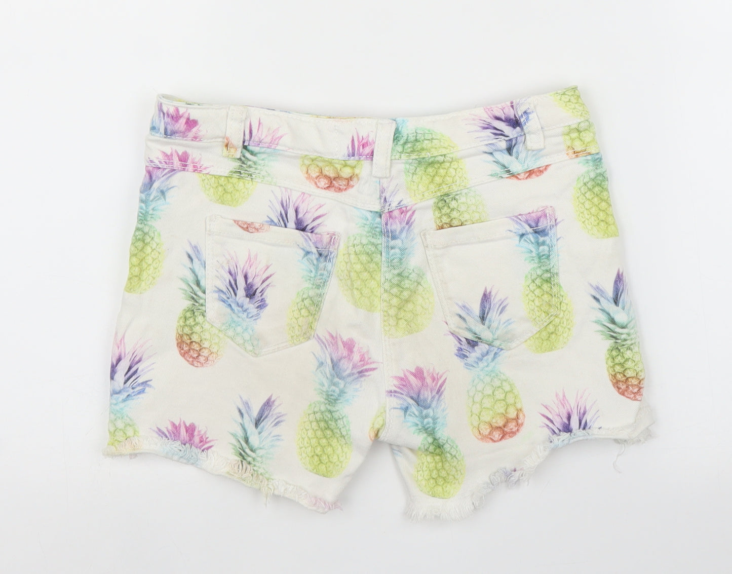NEXT Girls White  Denim Bermuda Shorts Size 9 Years - Tropical