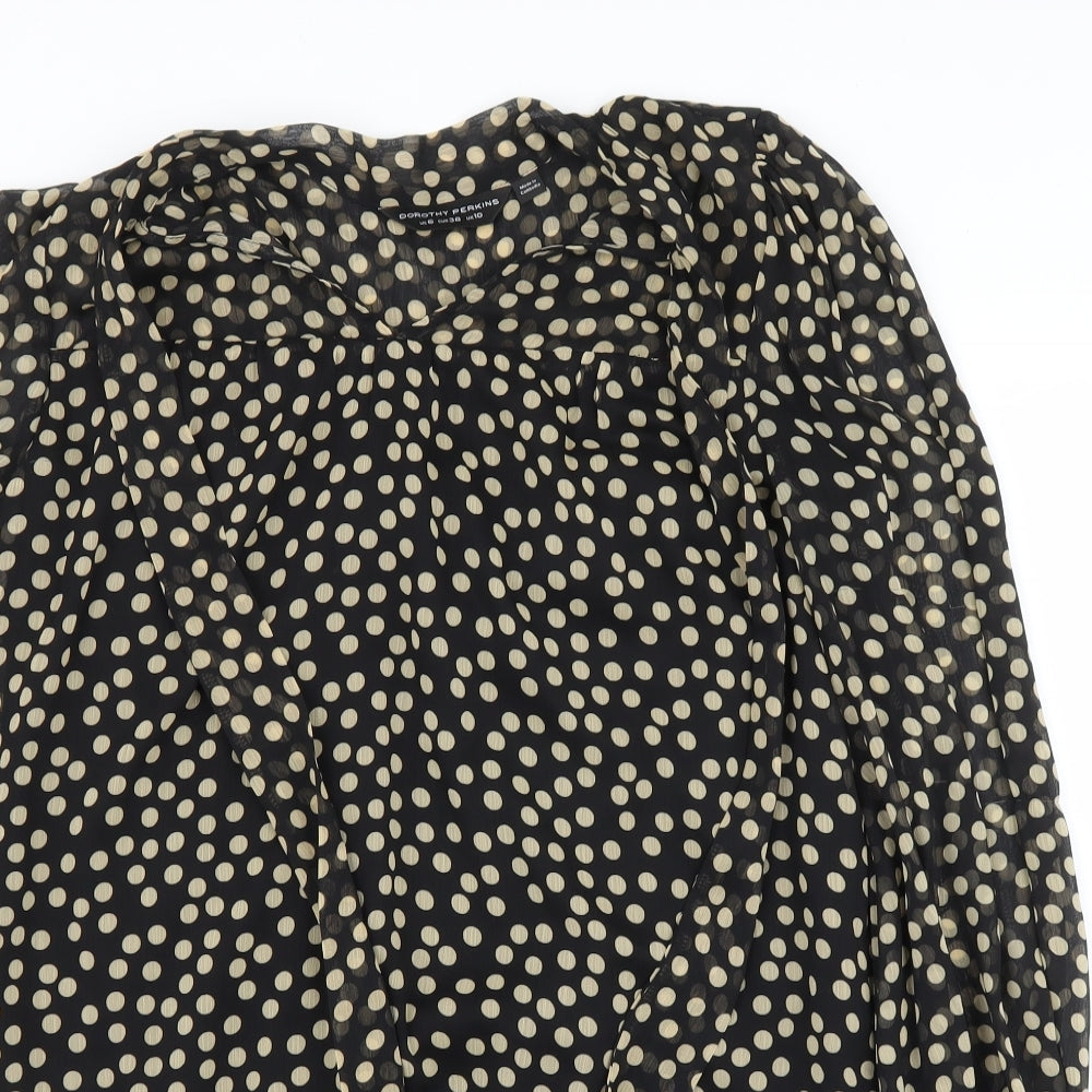 Dorothy Perkins Womens Black Polka Dot  Basic Blouse Size 10