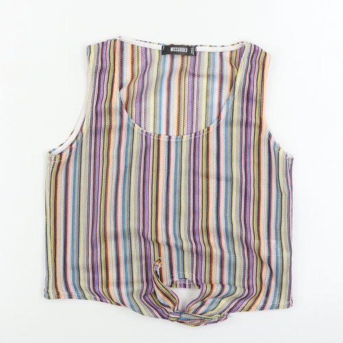 Missguided  Womens Pink Striped  Basic T-Shirt Size 8