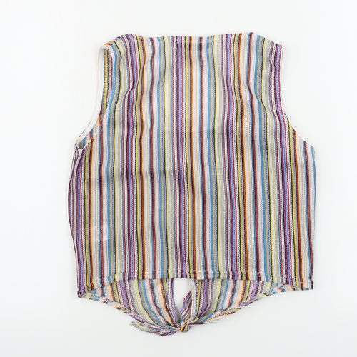 Missguided  Womens Pink Striped  Basic T-Shirt Size 8