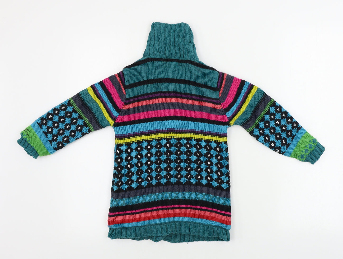 Catimini Boys Green Geometric  Cardigan Jumper Size 6 Years