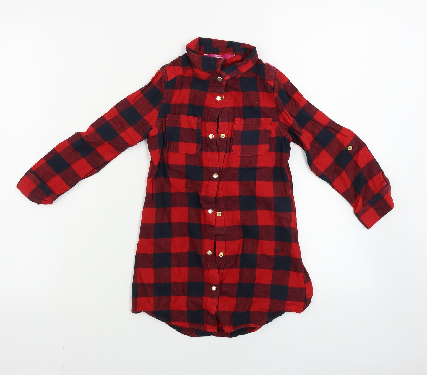 Young Dimension  Girls Red Check  Basic Button-Up Size 6-7 Years
