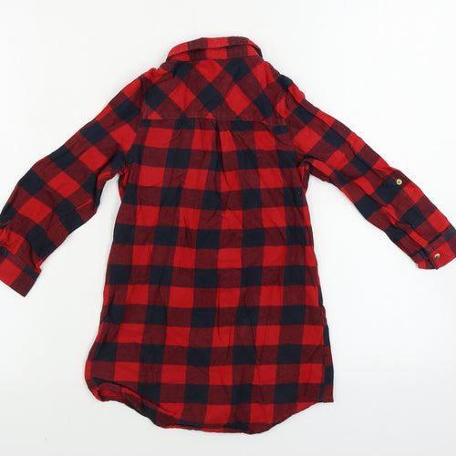 Young Dimension  Girls Red Check  Basic Button-Up Size 6-7 Years