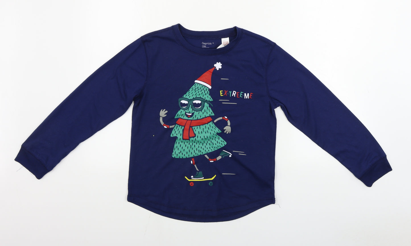 Gap  Boys Blue   Basic T-Shirt Size 12 Years  - Christmas t shirt