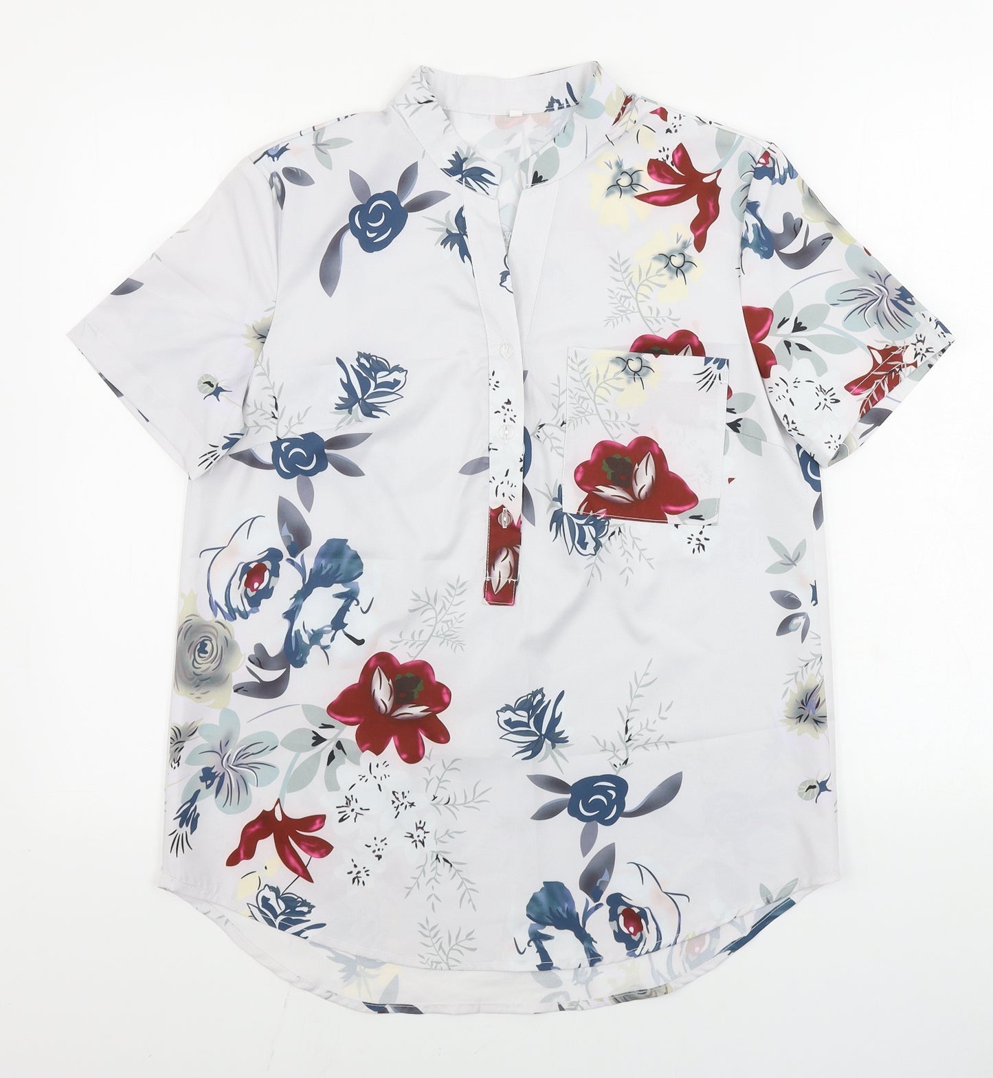 Preworn  Womens Grey Floral  Basic Button-Up Size S
