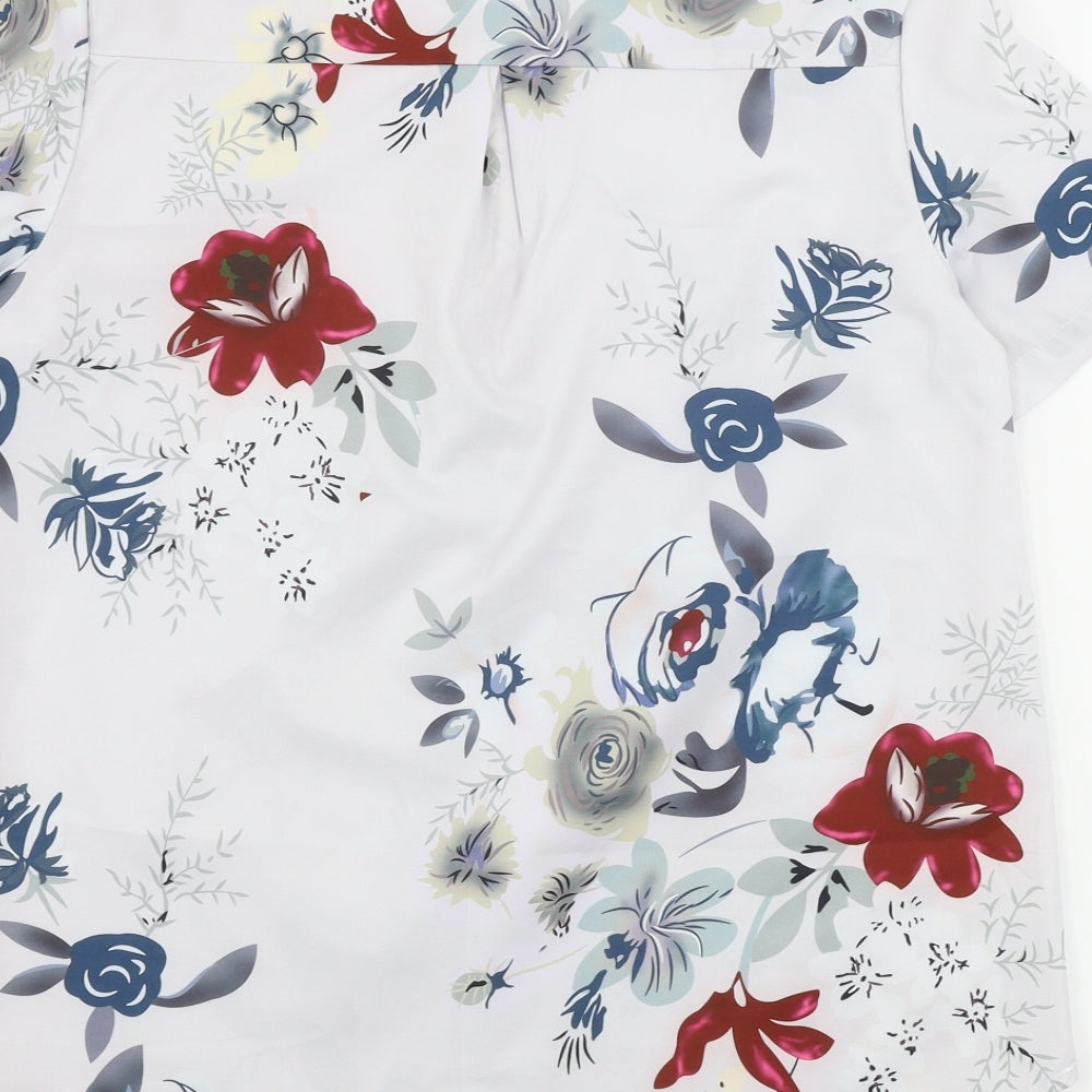 Preworn  Womens Grey Floral  Basic Button-Up Size S