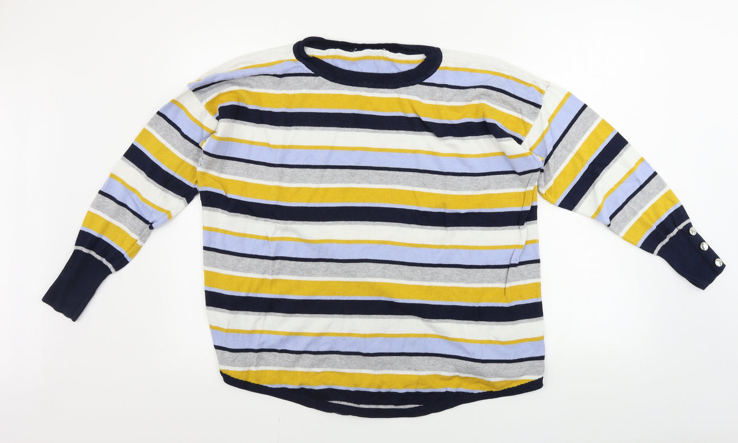 Bonmarché  Womens White Striped  Pullover Jumper Size 22