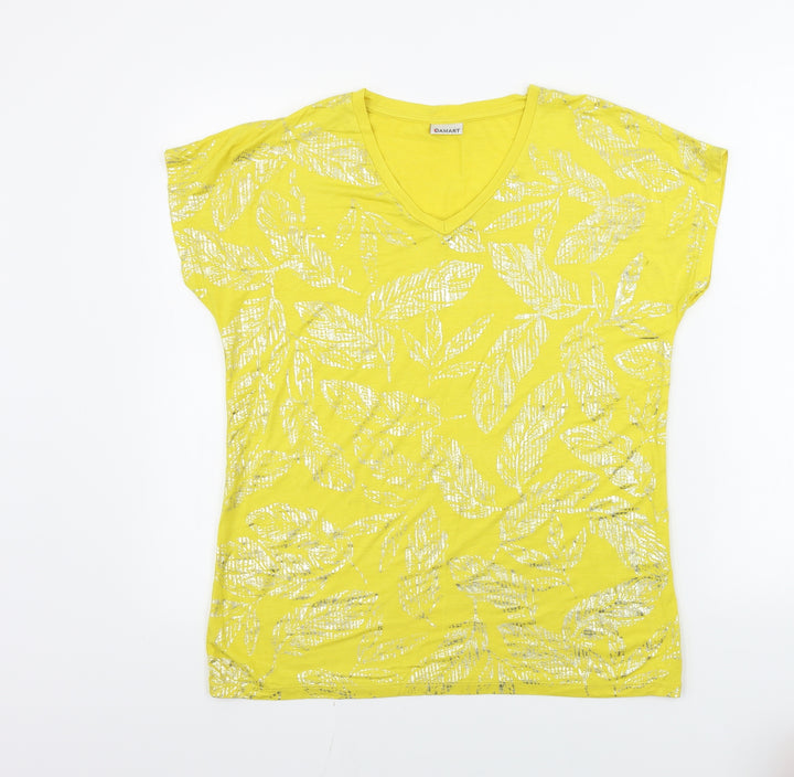 Damart Womens Yellow Floral Basic T-Shirt Size 10