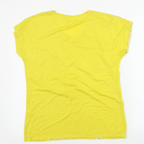 Damart  Womens Yellow Floral  Basic T-Shirt Size 10