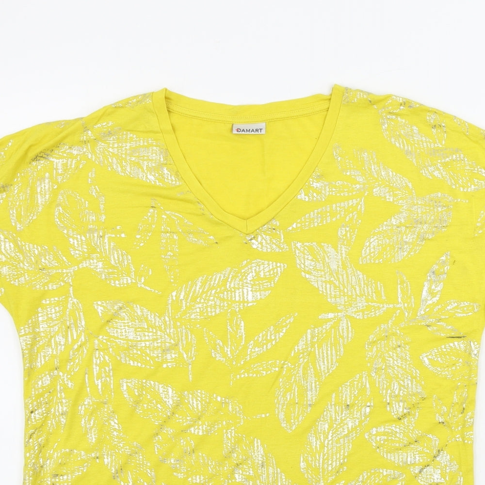 Damart  Womens Yellow Floral  Basic T-Shirt Size 10