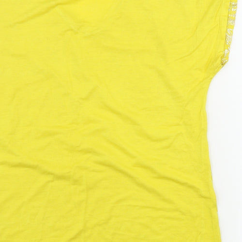 Damart  Womens Yellow Floral  Basic T-Shirt Size 10