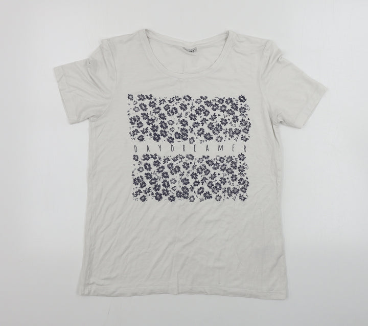 Damart  Womens White Floral  Basic T-Shirt Size 10