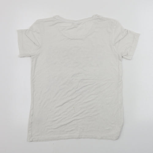 Damart  Womens White Floral  Basic T-Shirt Size 10