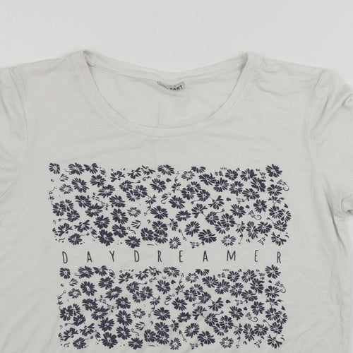 Damart  Womens White Floral  Basic T-Shirt Size 10