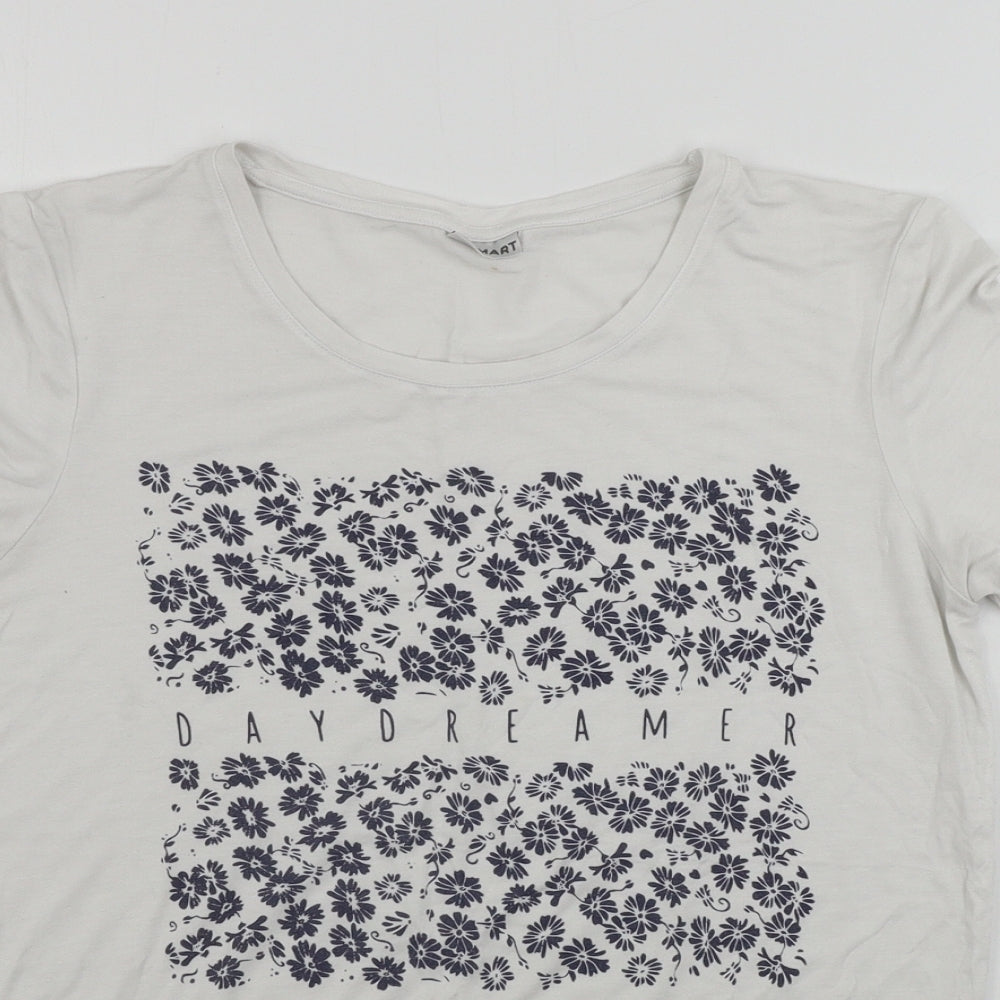 Damart  Womens White Floral  Basic T-Shirt Size 10