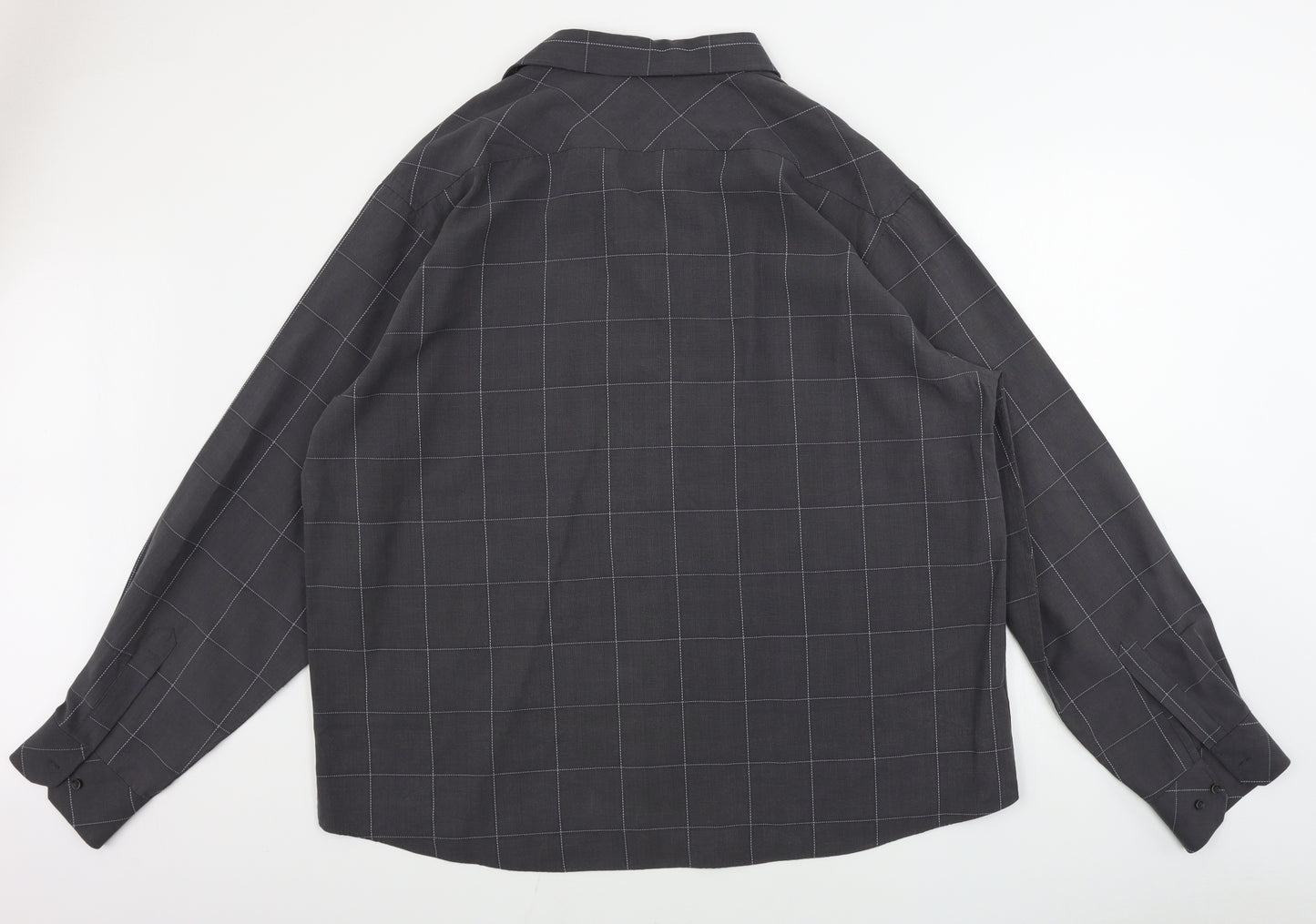 George  Mens Grey Check   Button-Up Size 3XL