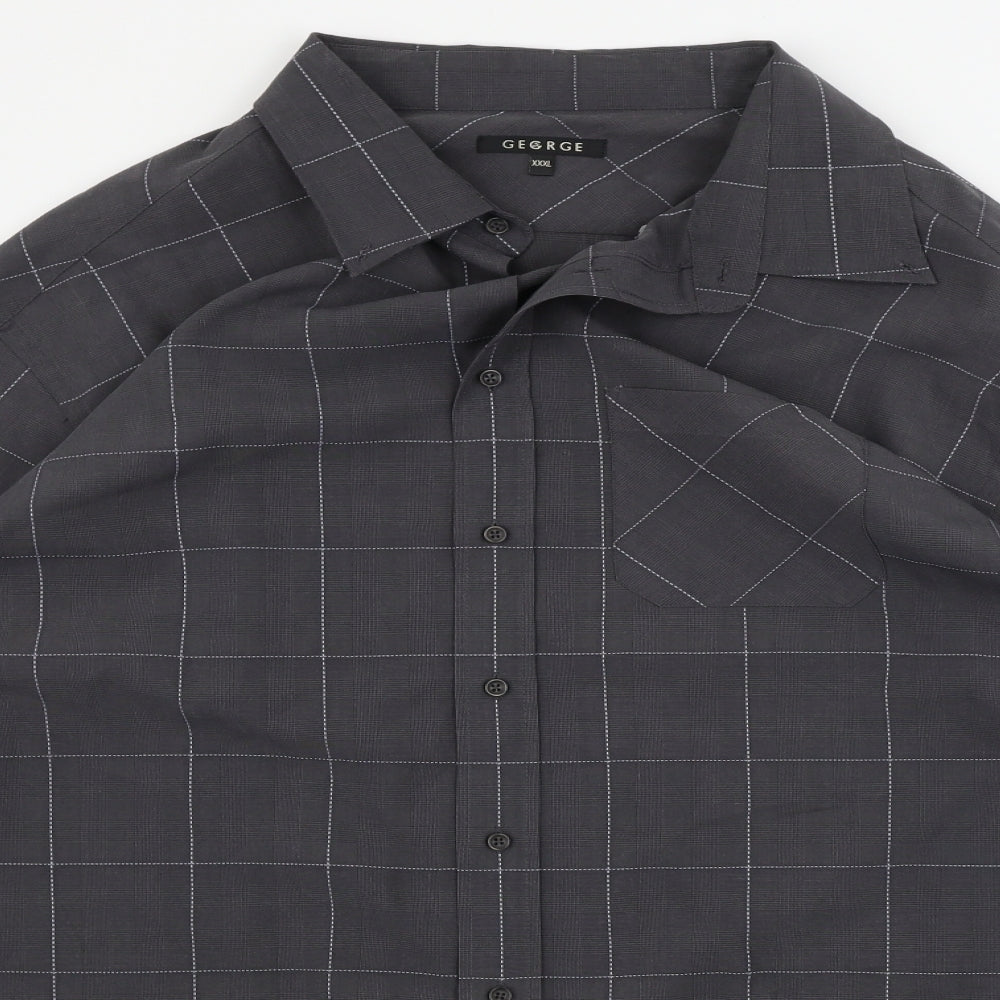 George  Mens Grey Check   Button-Up Size 3XL