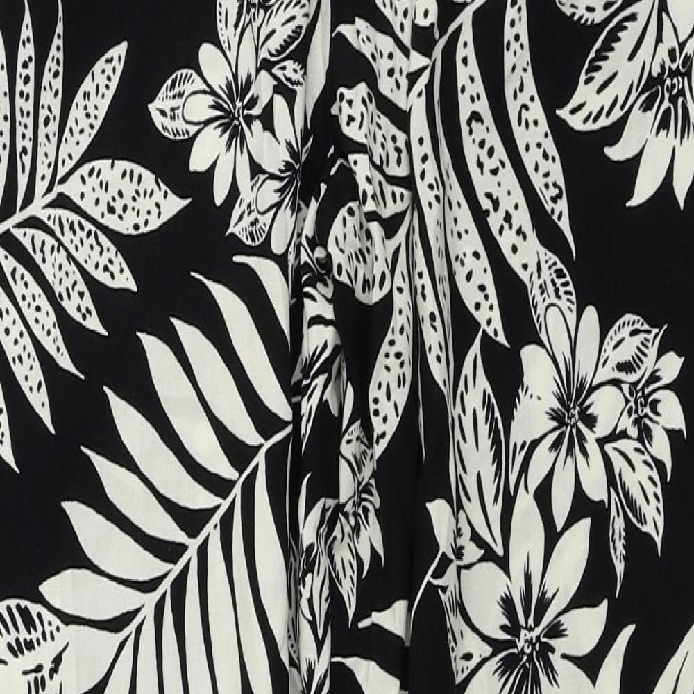 F&F  Womens Black Floral  Trousers  Size 10 L27 in