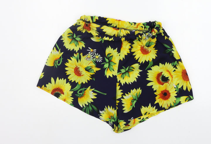Preworn Womens Blue Floral Sweat Shorts Size L