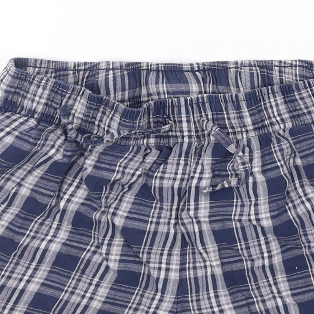 TU Mens Blue Check   Sleep Shorts Size S