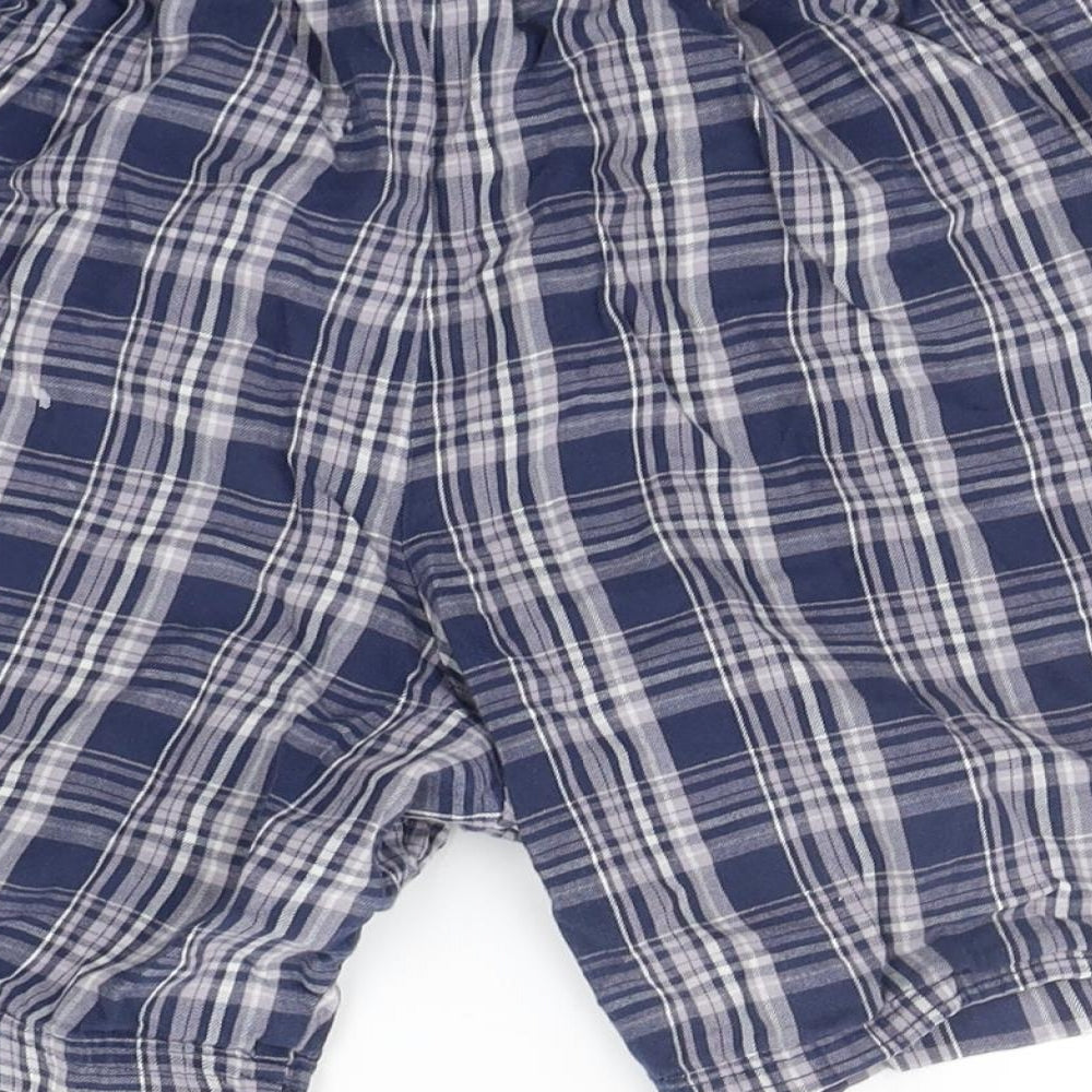 TU Mens Blue Check   Sleep Shorts Size S