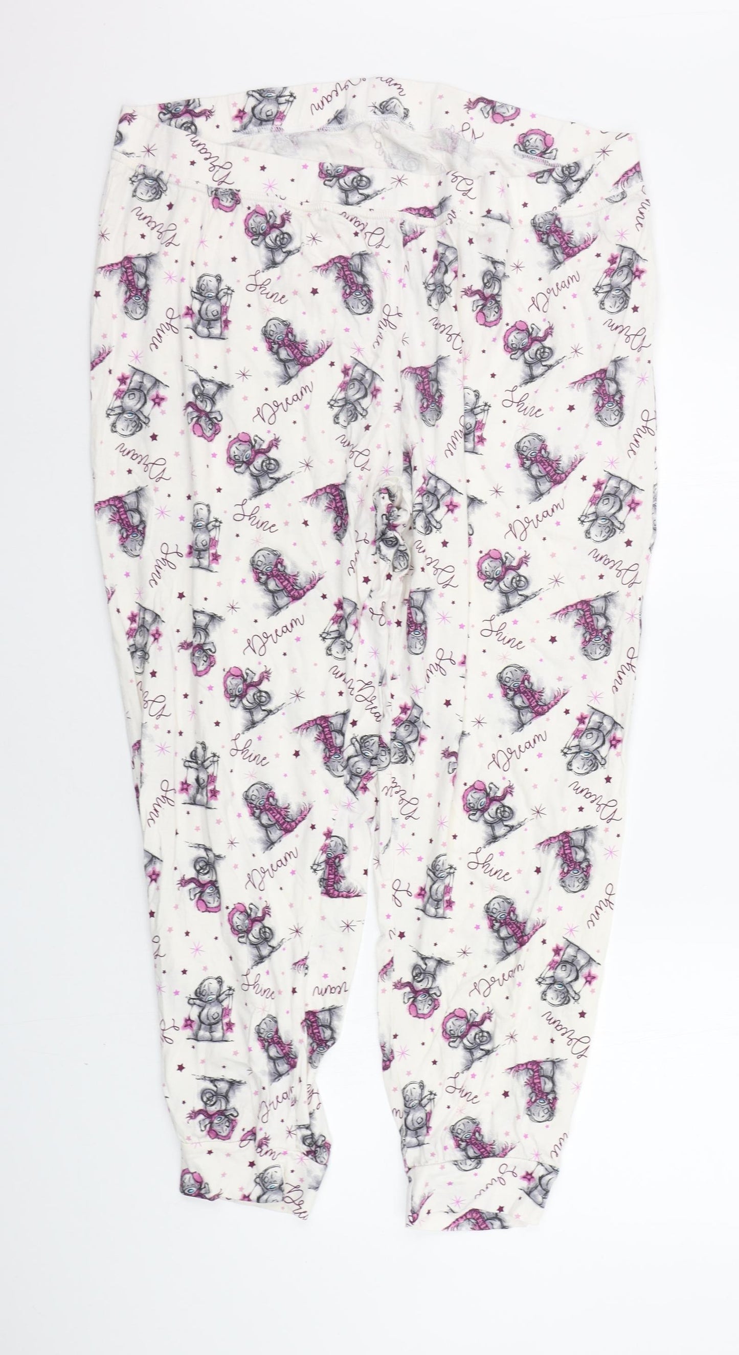 George Womens White Geometric  Top Pyjama Pants Size 20  - TATTY TEDDY