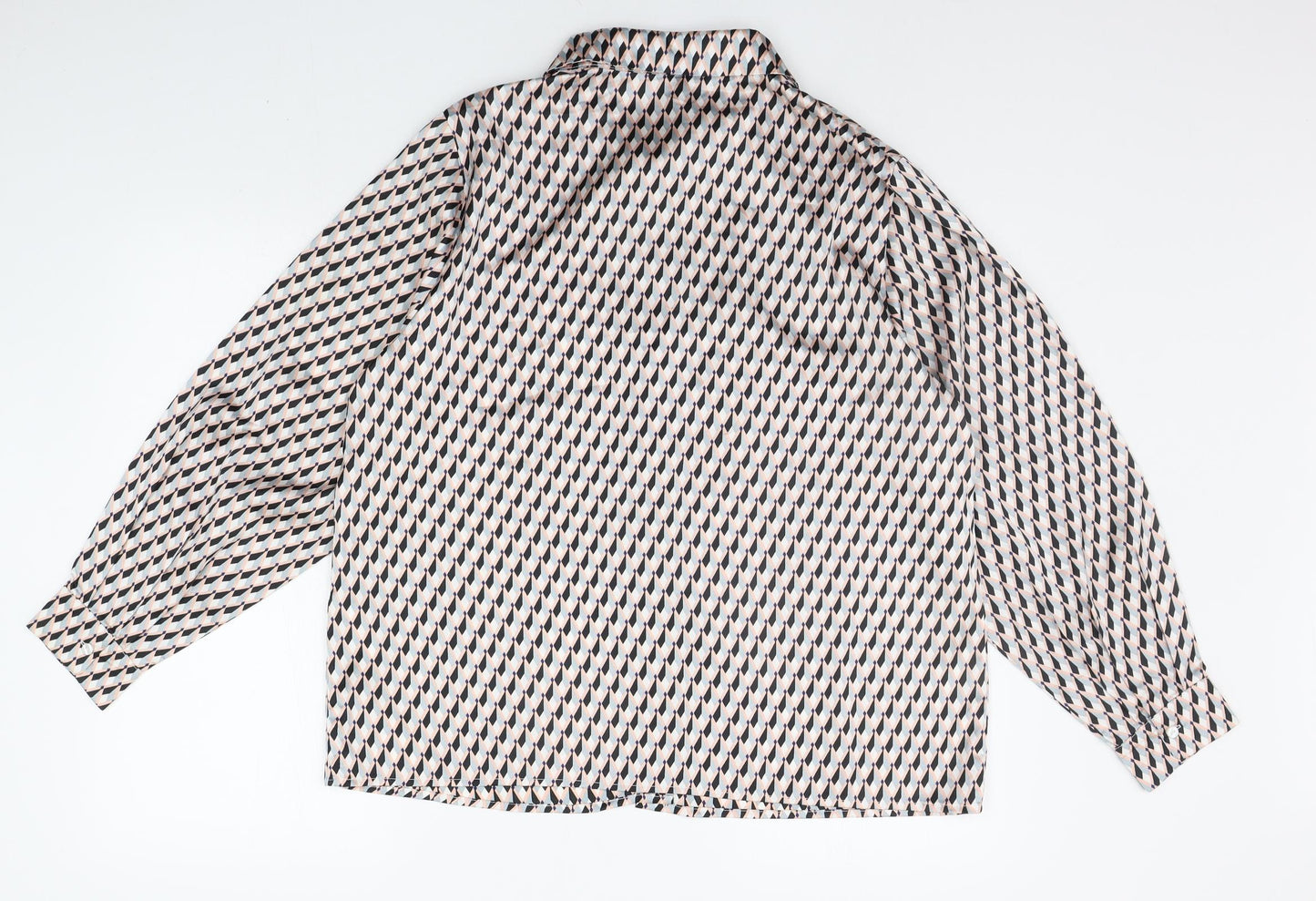 Lipsy Womens Beige Geometric  Basic Button-Up Size 14