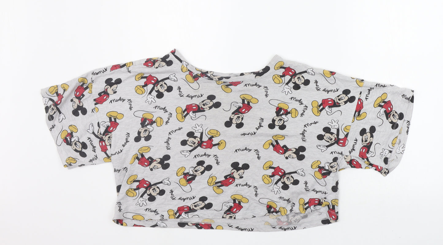 LOVE TO LOUNGE Womens Grey Floral  Top Pyjama Top Size S  - micky mouse