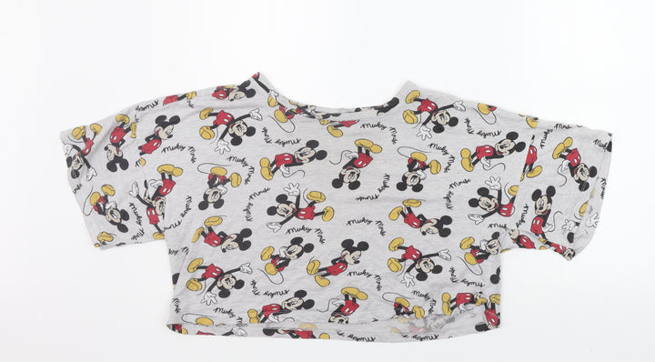 LOVE TO LOUNGE Womens Grey Floral  Top Pyjama Top Size S  - micky mouse