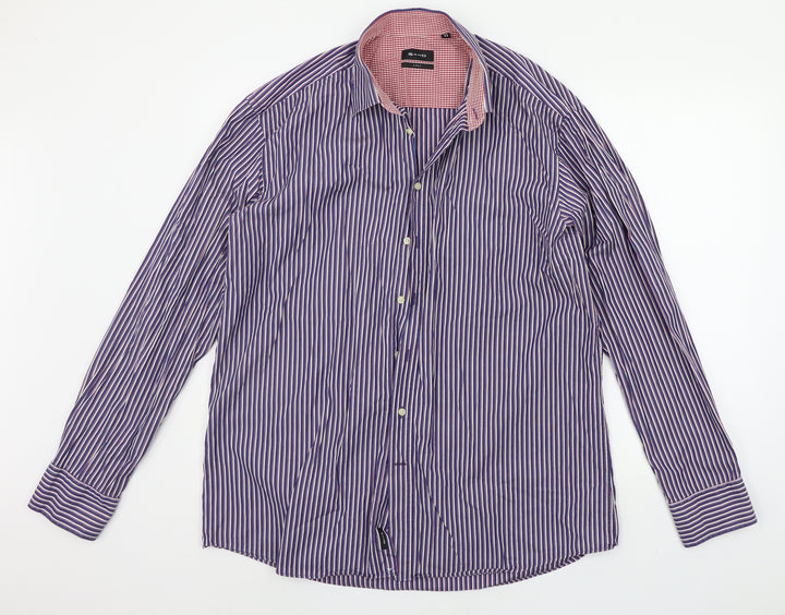 SAND Mens Blue Striped Button-Up Size XL