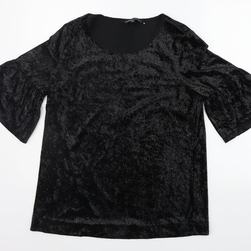CAPSULE Womens Black   Basic T-Shirt Size 10  - Glitter Detail