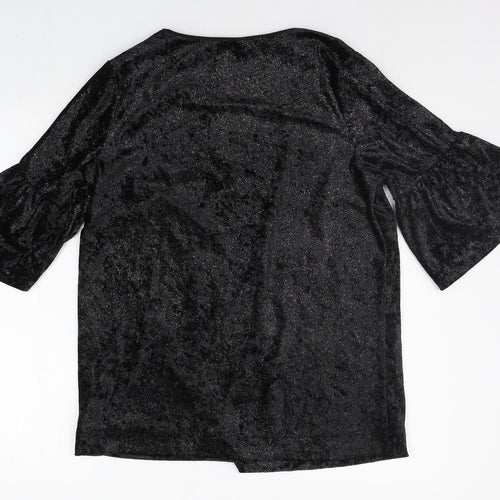 CAPSULE Womens Black   Basic T-Shirt Size 10  - Glitter Detail