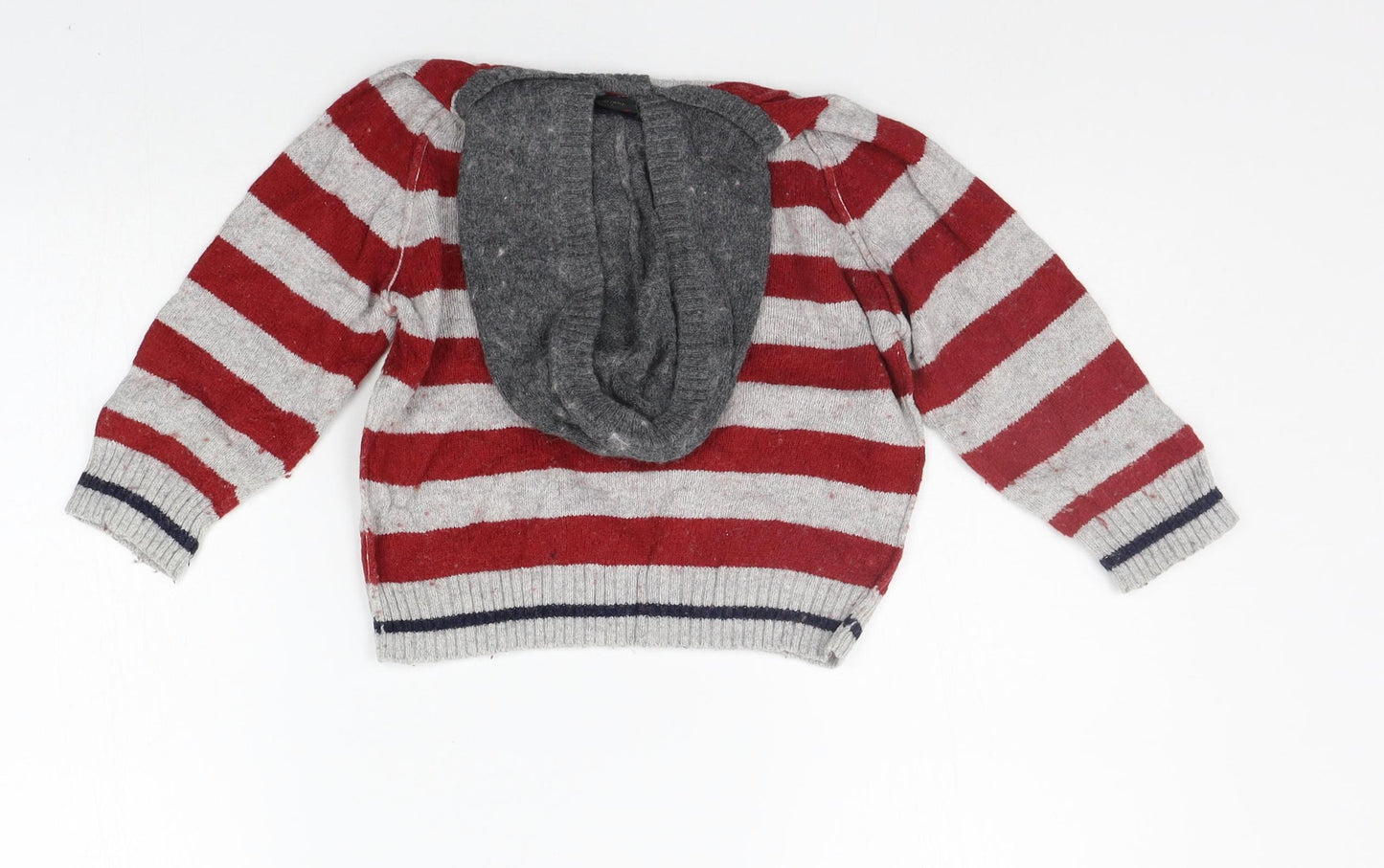 NEXT Boys Red Striped  Pullover Hoodie Size 2-3 Years