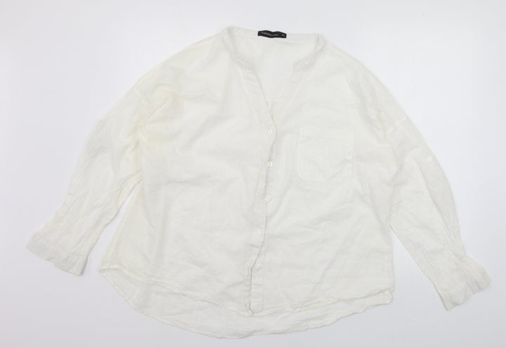 Celmia Womens White   Basic Button-Up Size 3XL