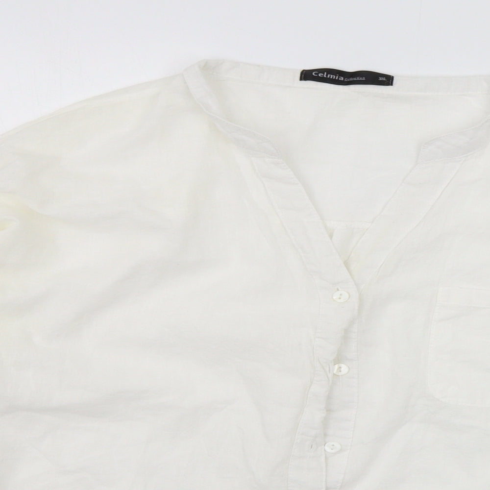 Celmia Womens White   Basic Button-Up Size 3XL