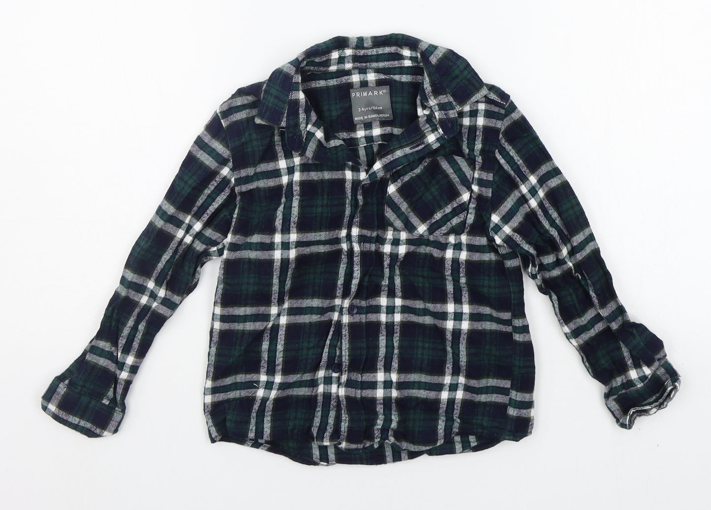 Primark Boys Blue Check  Basic Button-Up Size 3-4 Years