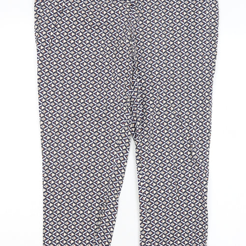 TU Womens Blue Geometric  Capri Trousers Size 14 L26.5 in