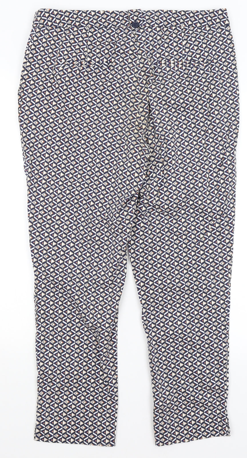 TU Womens Blue Geometric  Capri Trousers Size 14 L26.5 in