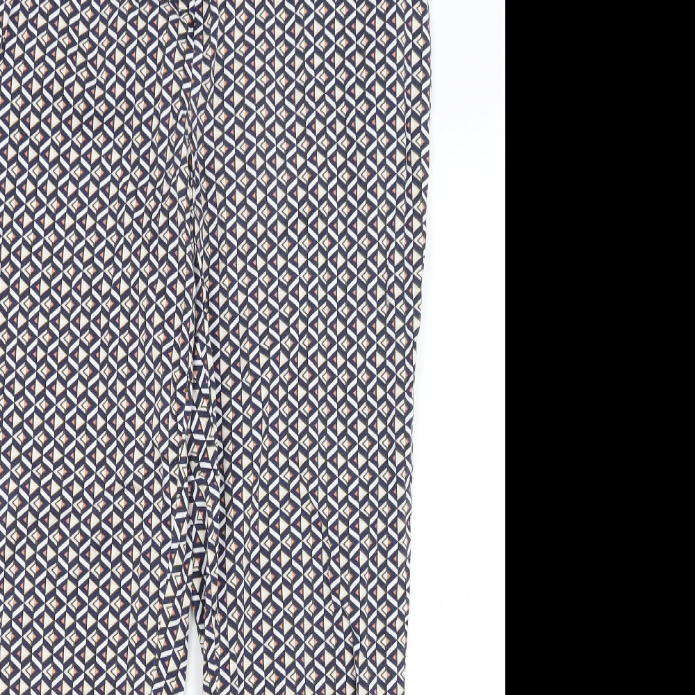 TU Womens Blue Geometric  Capri Trousers Size 14 L26.5 in