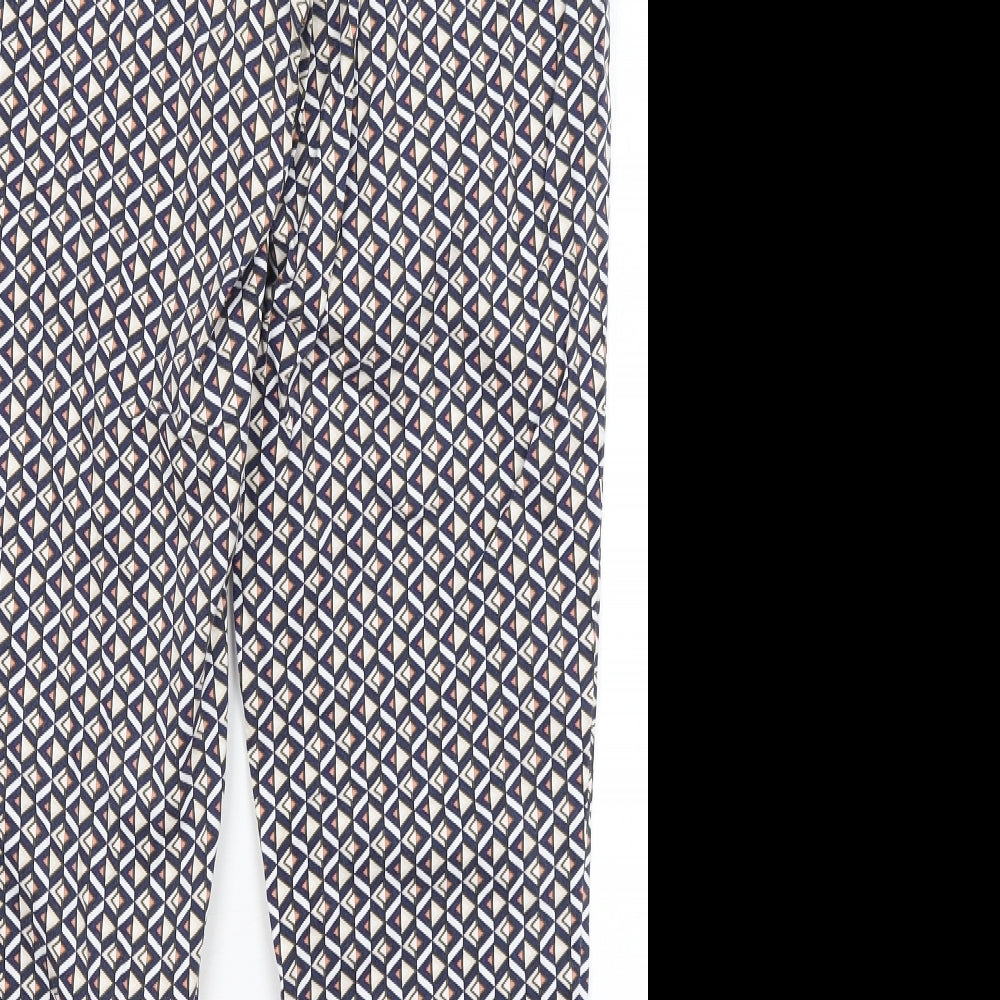 TU Womens Blue Geometric  Capri Trousers Size 14 L26.5 in