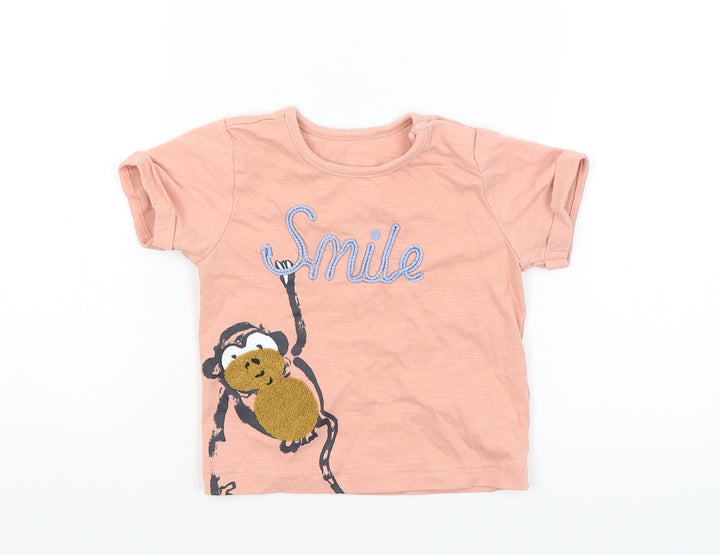 M&S Baby Pink Basic T-Shirt Size 3-6 Months - Smile